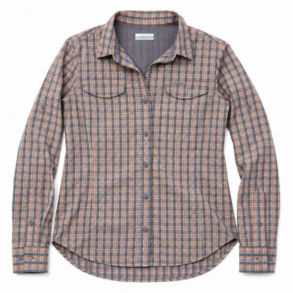Columbia PFG Womens Plaid Long Sleeve Vented Fishing Button Front Top Medium